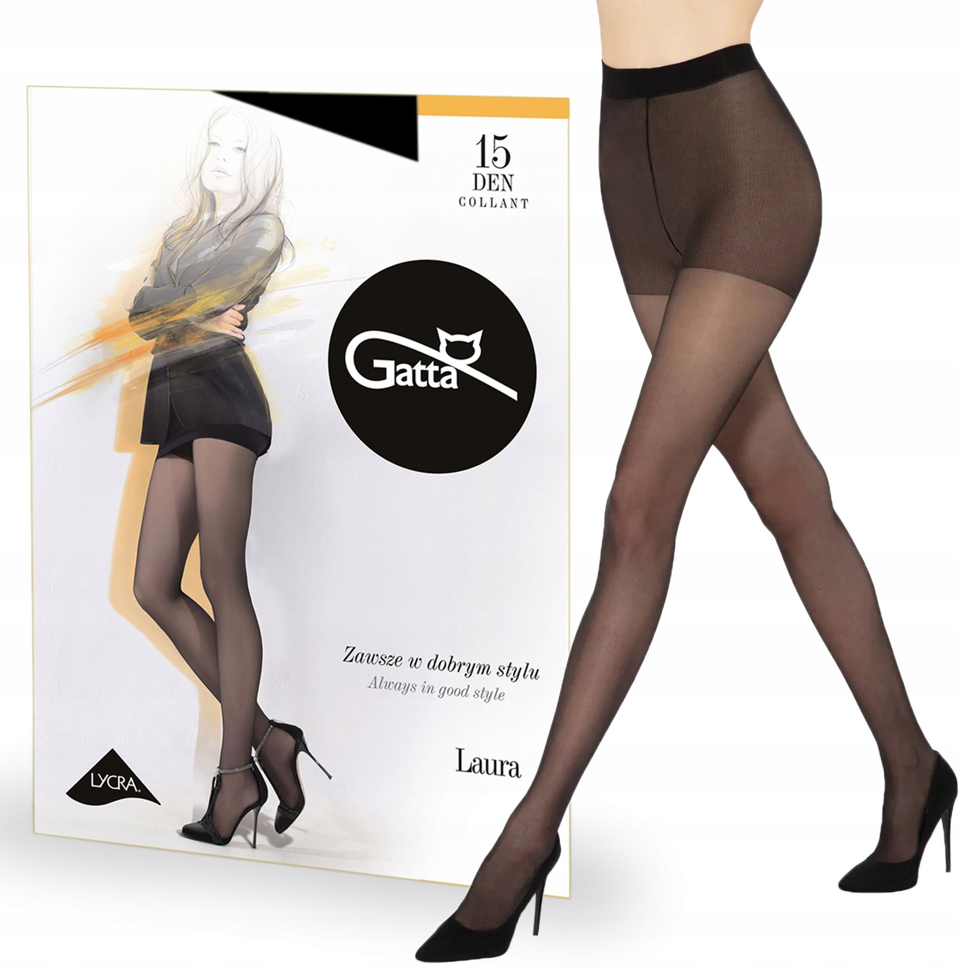Rajstopy Gatta Laura 15 den lycra, Nero 2-S