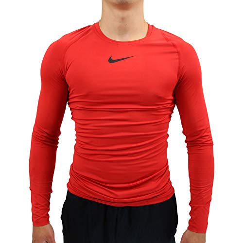 Nike M NP Top LS COMP Long Sleeved T-Shirt, University Red/Black, S