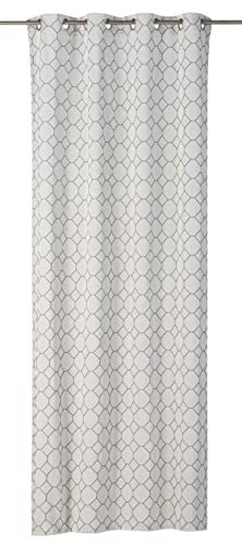 Elbersdrucke nieprzejrzysta zasłona z oczkami Alhambra 07 199227 255 x 140 cm biało-szara zasłona do salonu, sypialni, kuchni, korytarza, pokoju dziecięcego