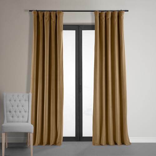 Half Price Drapes Signature zaciemniająca aksamitna zasłona, bursztynowe złoto, 50 x 120