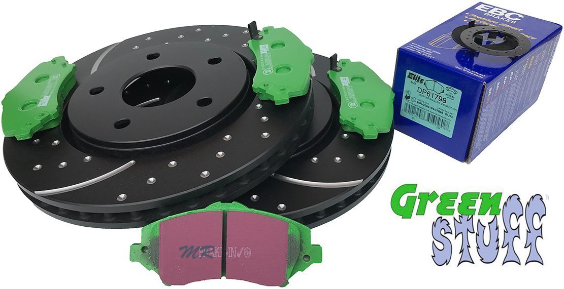 Przednie klocki GreenStuff + NAWIERCANE NACINANE tarcze hamulcowe 302mm EBC seria GD RAM Cargo Van