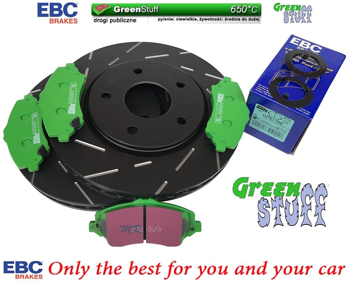 Przednie klocki GreenStuff + NACINANE tarcze hamulcowe 302mm EBC seria USR Dodge Journey -2012