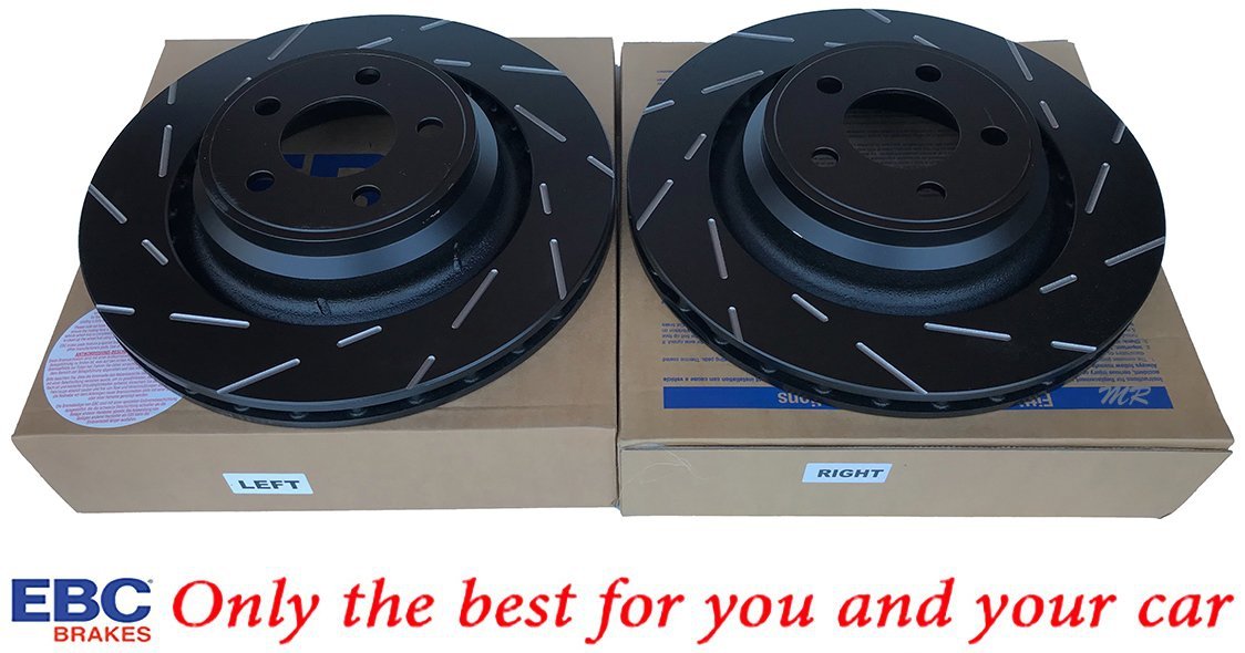 Tylne klocki Ultimax2 + NACINANE tarcze hamulcowe 350mm EBC seria USR Dodge Challenger SRT Hellcat Scat Pack