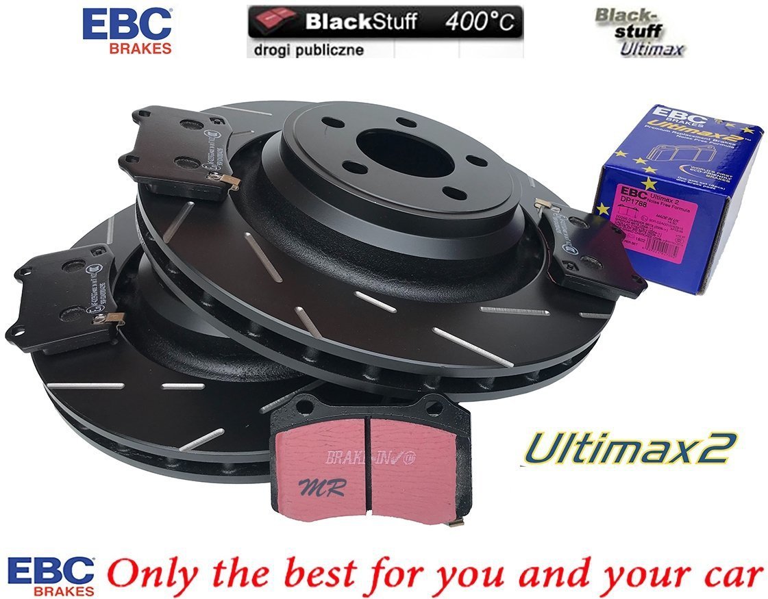 Tylne klocki Ultimax2 + NACINANE tarcze hamulcowe 350mm EBC seria USR Dodge Charger SRT Scat Pack Hellcat