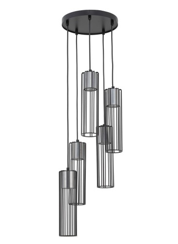 Fobia lampa wisząca 5-punktowa czarna/srebrna 33460