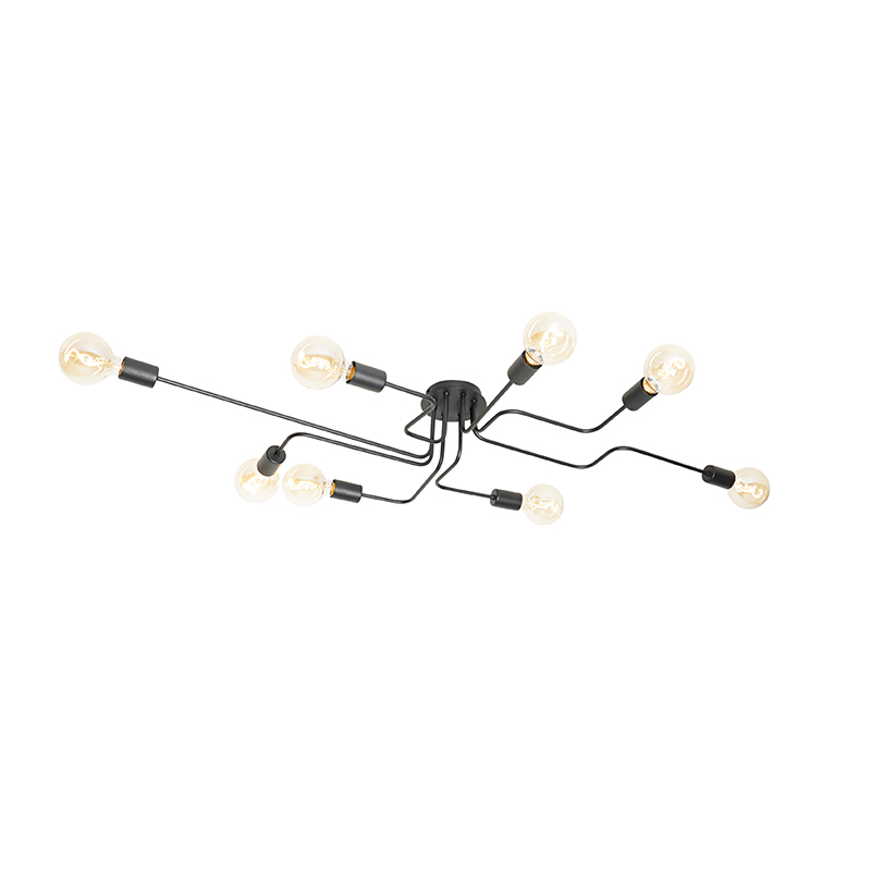 QAZQA Designerska lampa sufitowa czarna 8-punktowa - Facile