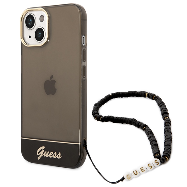 Guess GUHCP14SHGCOHK iPhone 14 6,1` czarny/black hardcase Translucent Pearl Strap
