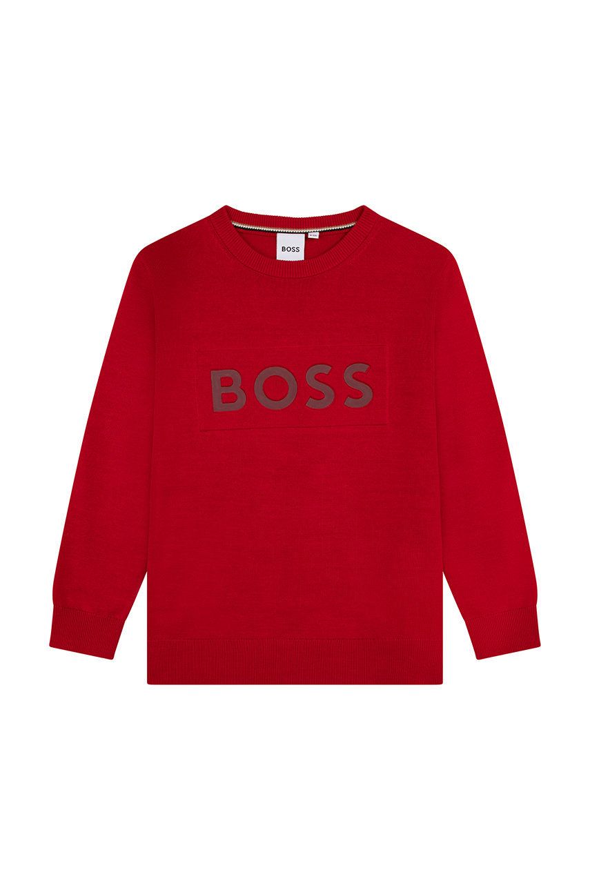 Swetry dla chłopców - BOSS sweter dziecięcy kolor różowy lekki - Boss - grafika 1