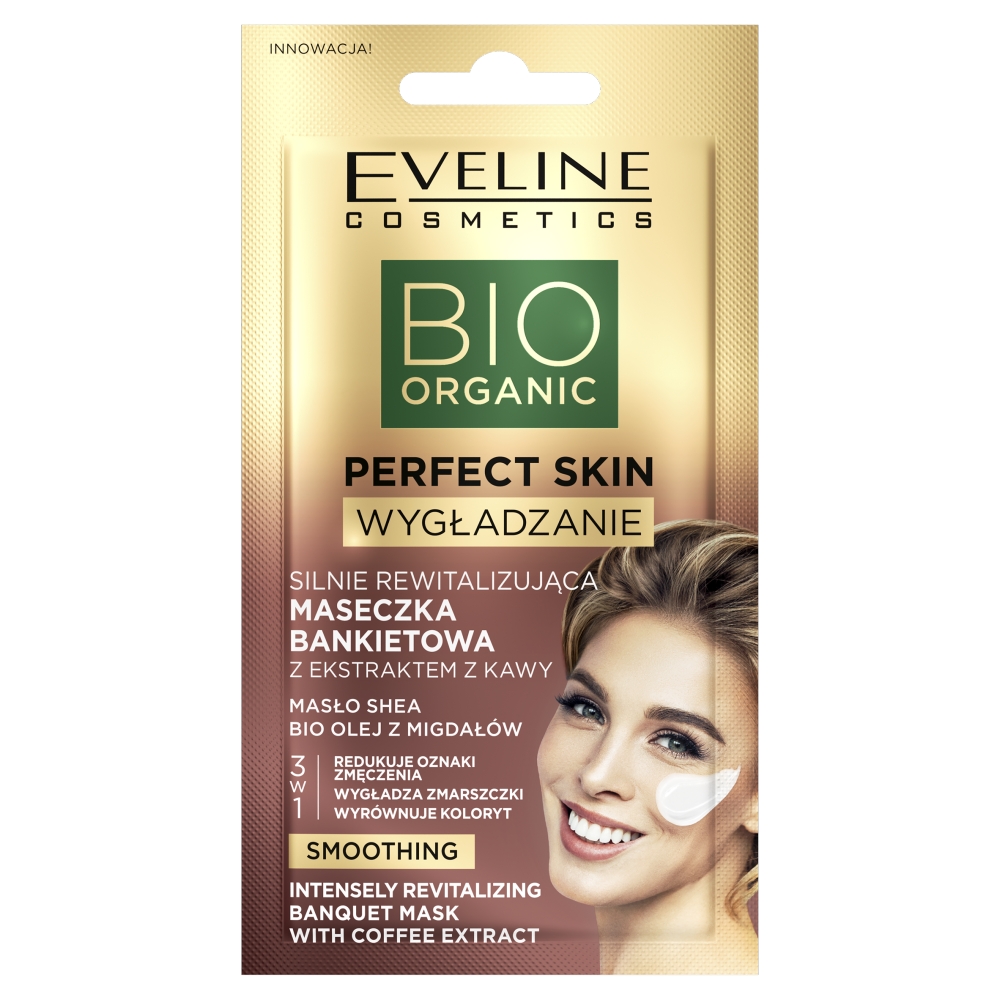 Eveline Cosmetics Cosmetics BIO Organic Perfect Skin Wygładzenie Silnie rewitalizująca maseczka bankietowa z ekstraktem z kawy 8ml 60786-uniw