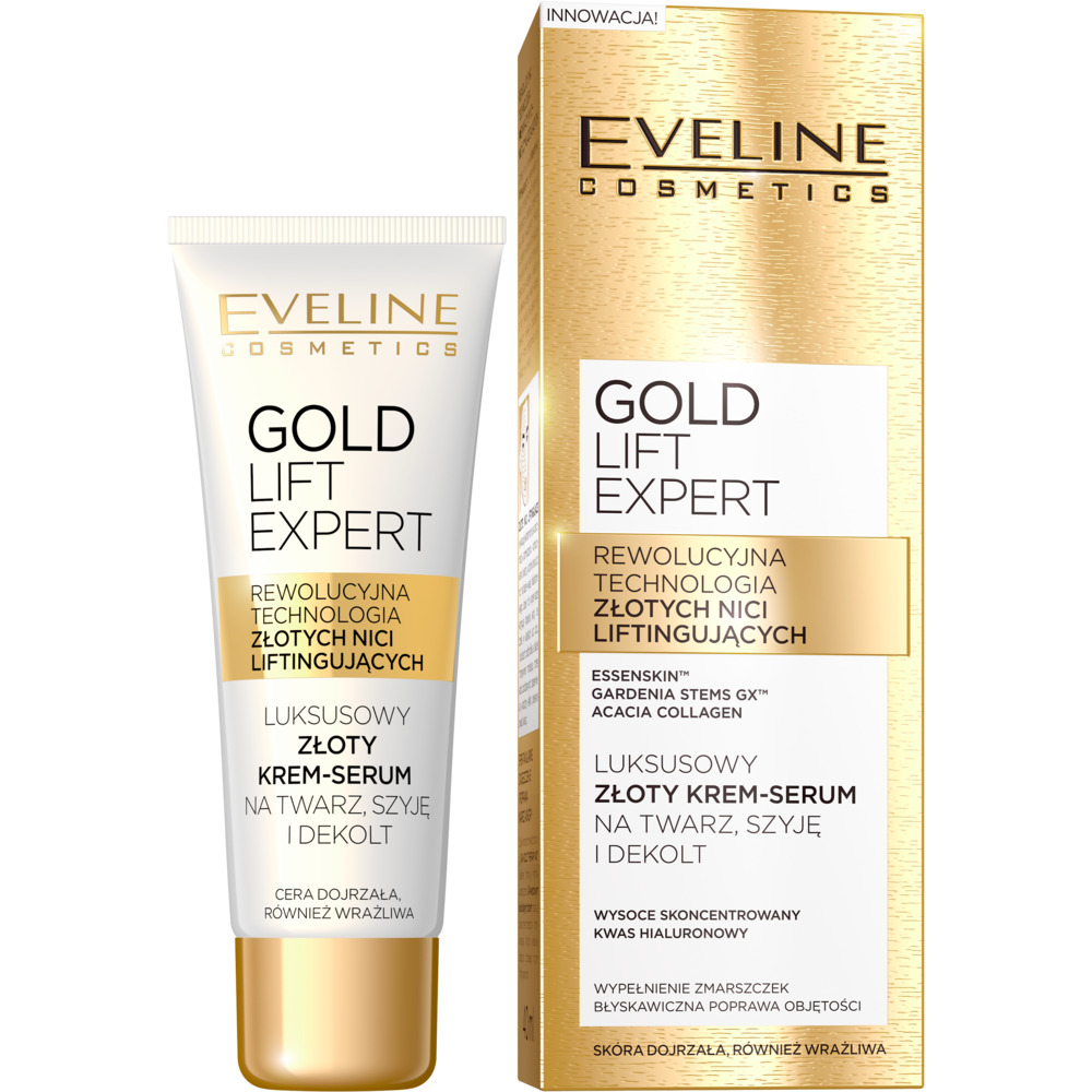 Eveline Gold Lift Expert luksusowy złoty krem-serum na twarz szyję i dekolt dla skóry dojrzałej 40ml 46986-uniw