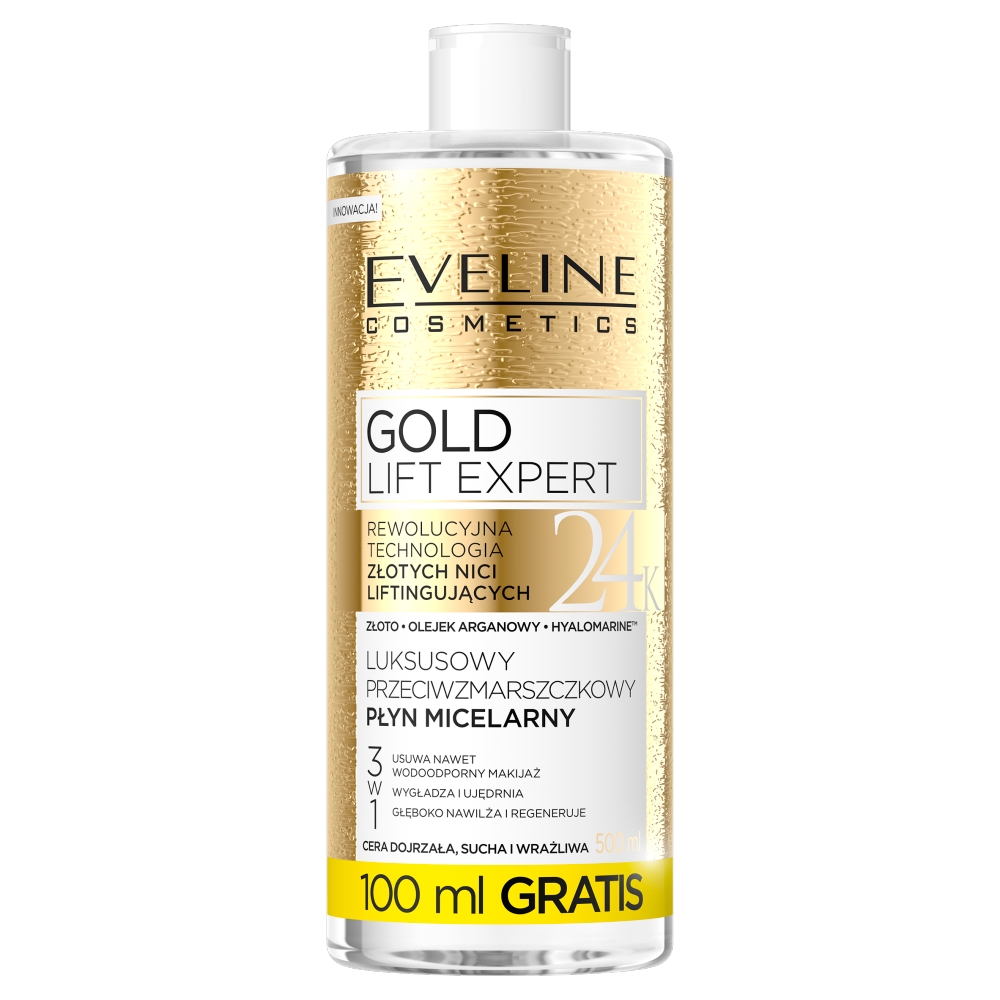 Eveline GOLD Lift Expert Luksusowy przeciwzmarszczkowy płyn micelarny 3w1 500ml 52309-uniw