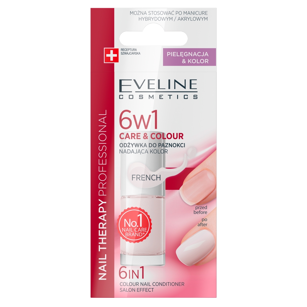 Eveline Nail Therapy lakier odżywka 6w1 Care & Colour French 5ml