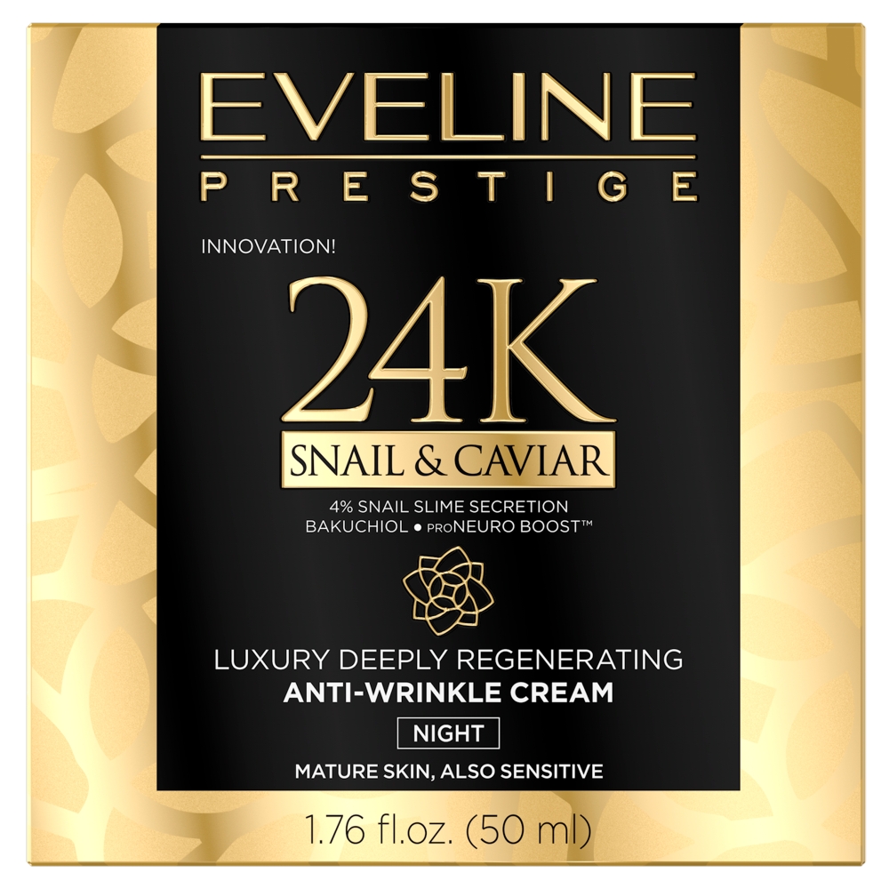 Eveline 24K Snail & Caviar Luksusowy Głęboko Regenerujący Krem przeciwzmarszczkowy na noc 50ml 133133