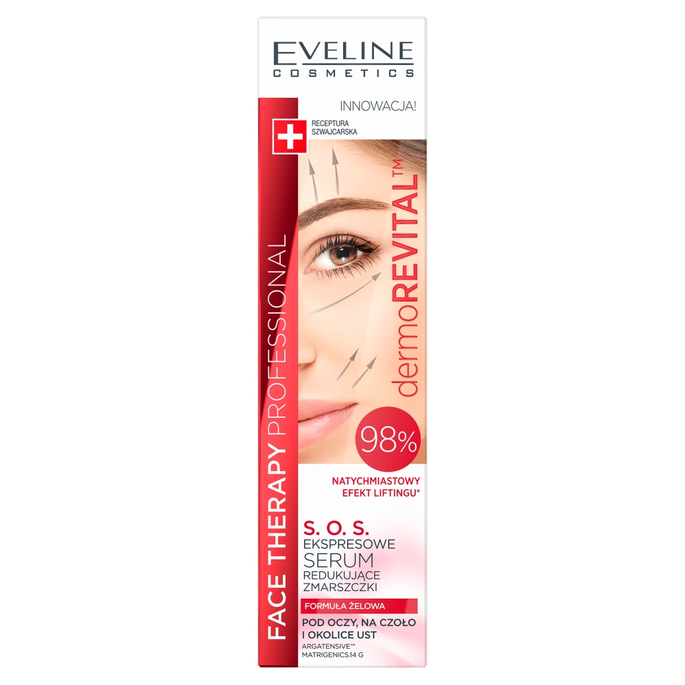Eveline Cosmetics Face Therapy Professional Dermorevital S.O.S. ekspresowe serum redukujące zmarszczki pod oczy na czoło i okolice ust 15ml 71851-uniw