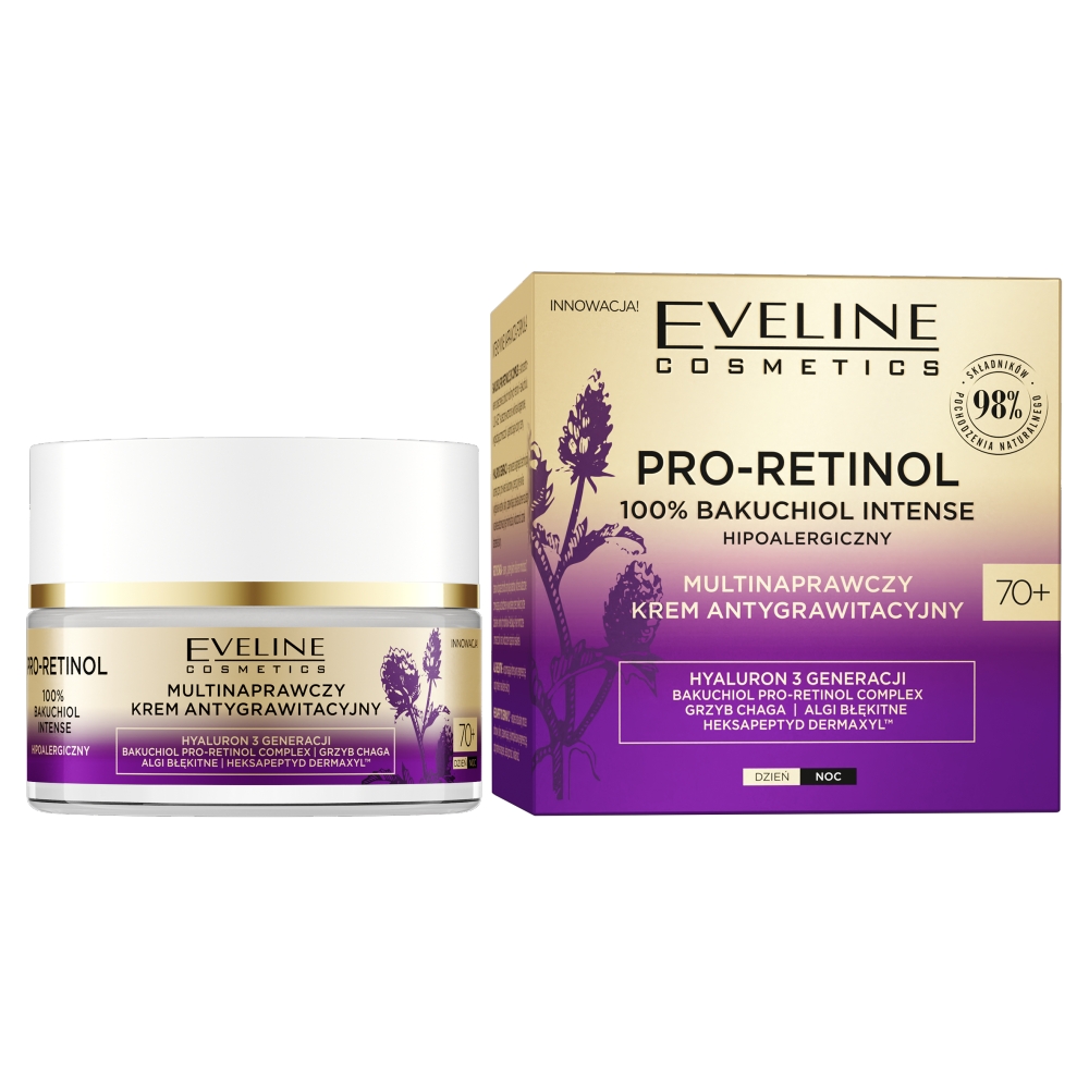 Eveline Cosmetics Cosmetics Pro-Retinol 100% Bakuchiol Multinaprawczy krem antygrawitacyjny 70+ 50ml 64395-uniw