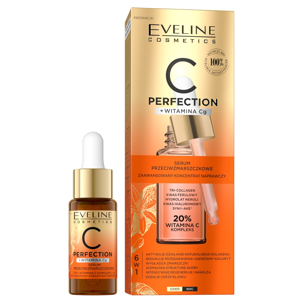 EVELINE Eveline C Perfection Serum przeciwzmarszczkowe - zaawansowany koncentrat naprawczy 6w1 na dzień i noc 18ml