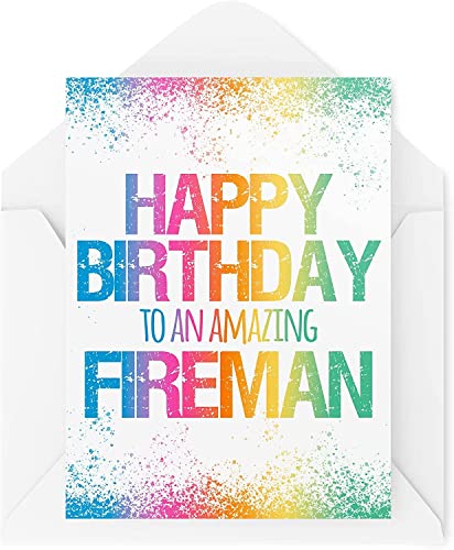 Śmieszne kartki urodzinowe | Kartka 'Happy Birthday To An Amazing Firefighter' | Przyjaciel Zawód Praca Biuro Współpracownik Nowość | CBH1092