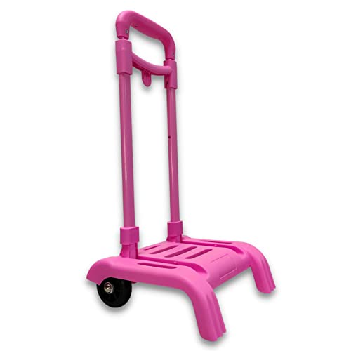 Raylu Paper® składany wózek szkolny na nogi, lekki i wytrzymały z gumowymi kółkami i odpinanym uchwytem, wózek do szkolnych plecaków, rozmiar 86 x 27 x 26 cm (różowy)