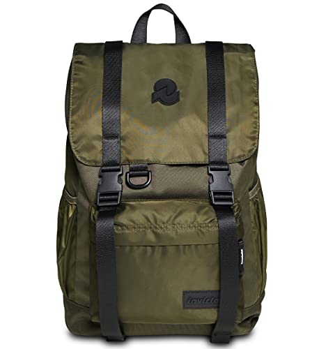 Invicta Plecak na czat, Zielony wojskowy - Kieszeń PC 15,6'' - Studio, Biuro i Wypoczynek - Tkanina ECO Material - dla Mężczyzn Kobiet, Zielony wojskowy, Taglia unica, Casual