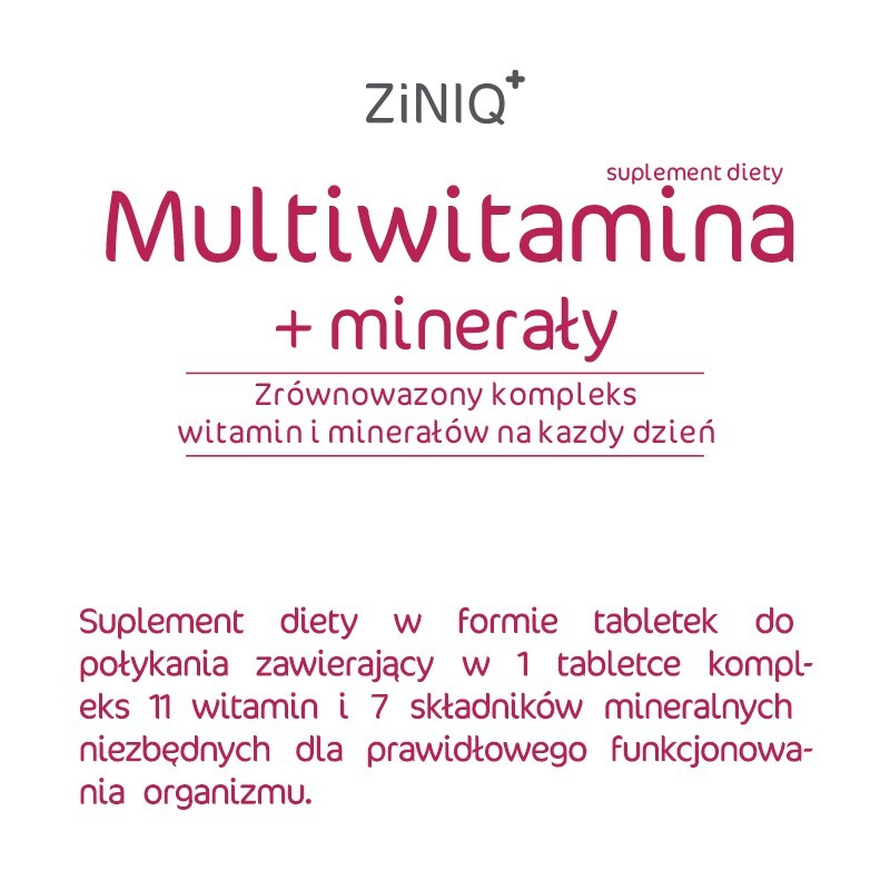 ZINIQ Multiwitamina + minerały, 60 tabletek