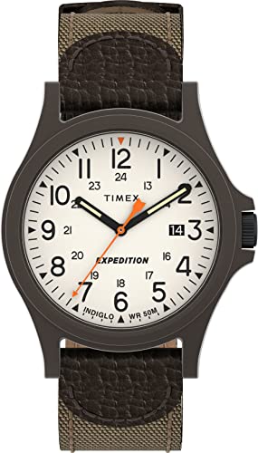 Timex Expedition Acadia męski 40 mm skórzany pasek zegarek TW4B23700, Brązowy, Expedition Camper Acadia