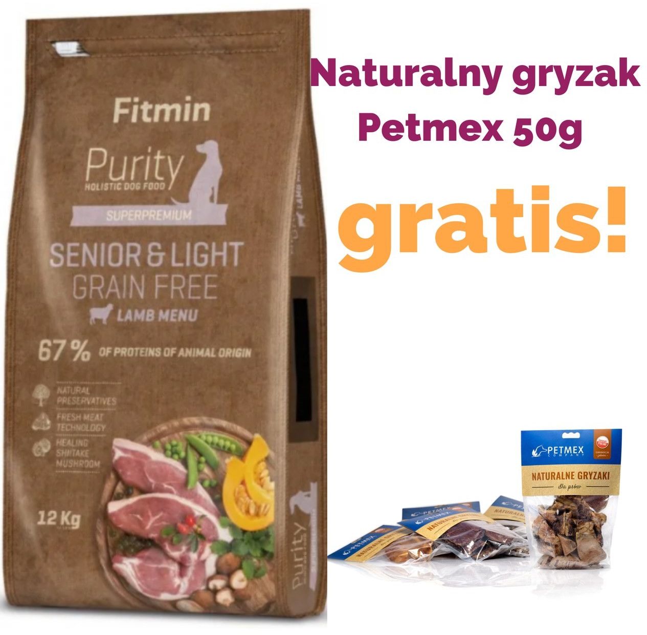 Fitmin Dog Purity Grein Free Senior&Light Lamb 12 kg