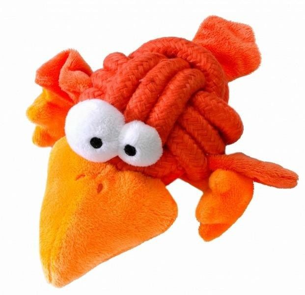 COOCKOO Cookoo węzłów rozmiar L (8 cm) do średnich i dużych psów za sprawą kolorowej TAU węzeł z plueschigen vogelgliedmassen, pomarańczowy