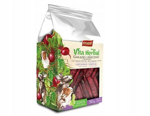 VITAPOL - Vita Herbal dla gryzoni i królika gałązki leszczyny z burakiem 50g