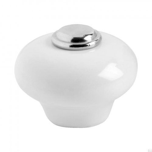 Gałka meblowa 409 Porcelanowa chrom polerowany