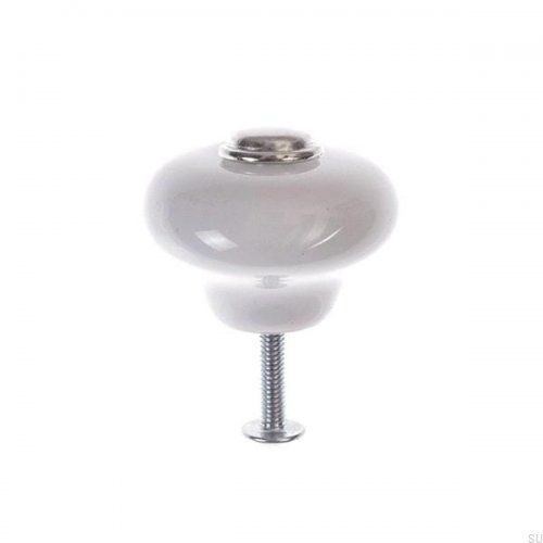 Gałka meblowa 5311 Porcelanowa biała z niklem polerowanym