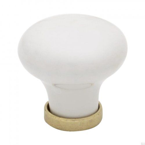 Gałka meblowa 24136 Porcelanowa biała mosiężna