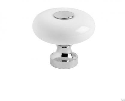 Gałka meblowa SP5 Porcelanowa biała chrom polerowany