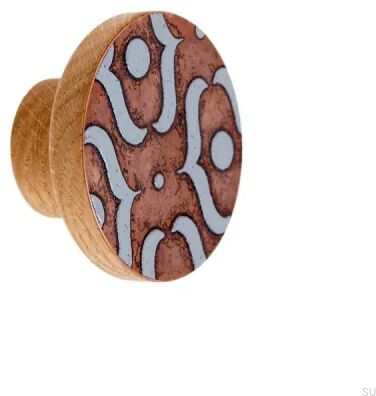 Gałka meblowa Pattern I Dębowa Emaliowana Szara - Olej Bezbarwny Połysk