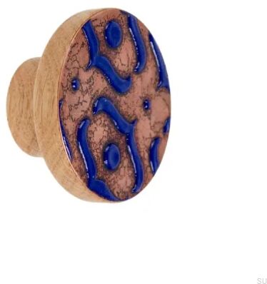 Gałka meblowa Pattern I Dębowa Emaliowana Ultramaryna - Olej Bezbarwny Połysk