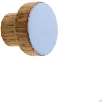 Gałka meblowa Simple Drewniana Emaliowana Jasna Niebieska Olej Bezbarwny Półmat