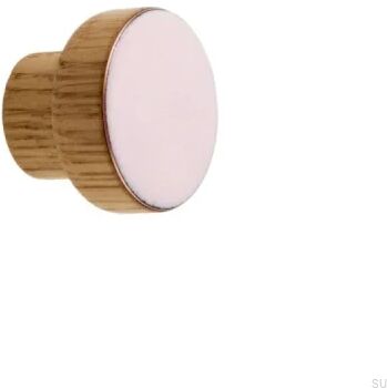 Gałka meblowa Simple Drewniana Emaliowana Jasny Różowy Olej Bezbarwny Półmat