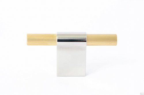 Gałka meblowa T-Bar Line Mix 60 Stalowa polerowana ze szczotkowanym mosiądzem