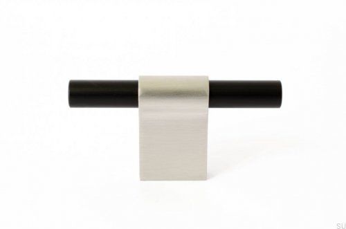 Gałka meblowa T-Bar Line Mix 60 Stalowa szczotkowana z czarnym