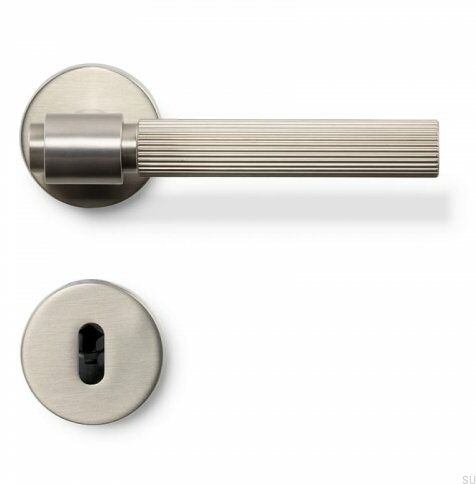 Klamka drzwiowa Helix Stripe 200 Srebrna Szczotkowana Standard skandynawski