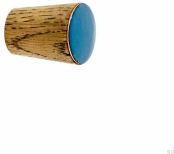 Gałka meblowa Simple Cone Drewniana Emaliowana Chłodny Niebieski Olej Przyciemniający