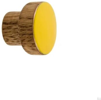 Gałka meblowa Simple Drewniana Emaliowana Żółta Olej Przyciemniający