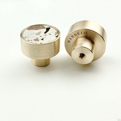 Gałka meblowa Marbelo M Mosiężna Szczotkowana Terrazzo