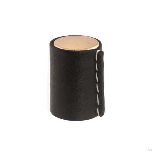 Gałka meblowa 0132 Złota Szczotkowana z Czarną Skórą