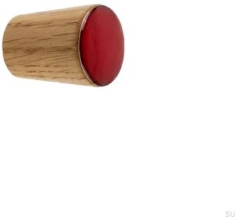 Gałka meblowa Simple Cone Drewniana Emaliowana Czerwona Olej Bezbarwny Półmat