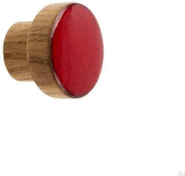Gałka meblowa Simple Drewniana Emaliowana Czerwona Olej Bezbarwny Półmat