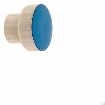 Gałka meblowa Simple Drewniana Emaliowana Chłodny Niebieski Olej Biały