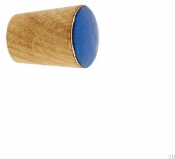 Gałka meblowa Simple Cone Drewniana Emaliowana Ciepły Niebieski Olej Bezbarwny Półmat