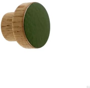 Gałka meblowa Simple Drewniana Emaliowana Ciemna Zielona Olej Bezbarwny Półmat