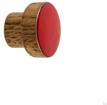 Gałka meblowa Simple Drewniana Emaliowana Czerwona Olej Przyciemniający