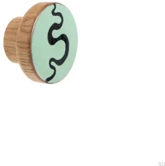 Gałka meblowa Alfabet Drewniana Miętowa Emaliowana - Olej Bezbarwny Półmat